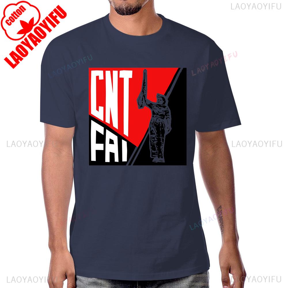 National Confederation of Labour CNT Tshirt Cotton Casual Fashion Short Sleeve Man Tshirt Streetwear Hipster Women T Shirt