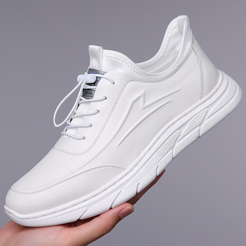 Fashion Trend Genuine Leather Men's Sneakers Designer Cowhide Breathable Soft-soled Board Shoes for Men Black Sport Casual Shoes