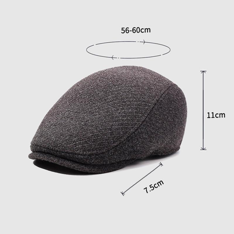 Autumn Winter Outdoor Warm Beret Middle-Aged Men's Thick Ear Protection Forward Cap Peaked Cap