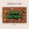 Pixel Birthday Decorations, 5x3 ft Happy Birthday Banner Backdrop for Miner TNT & Pixel Themed Celebration Kids Boys Game Party Supplies