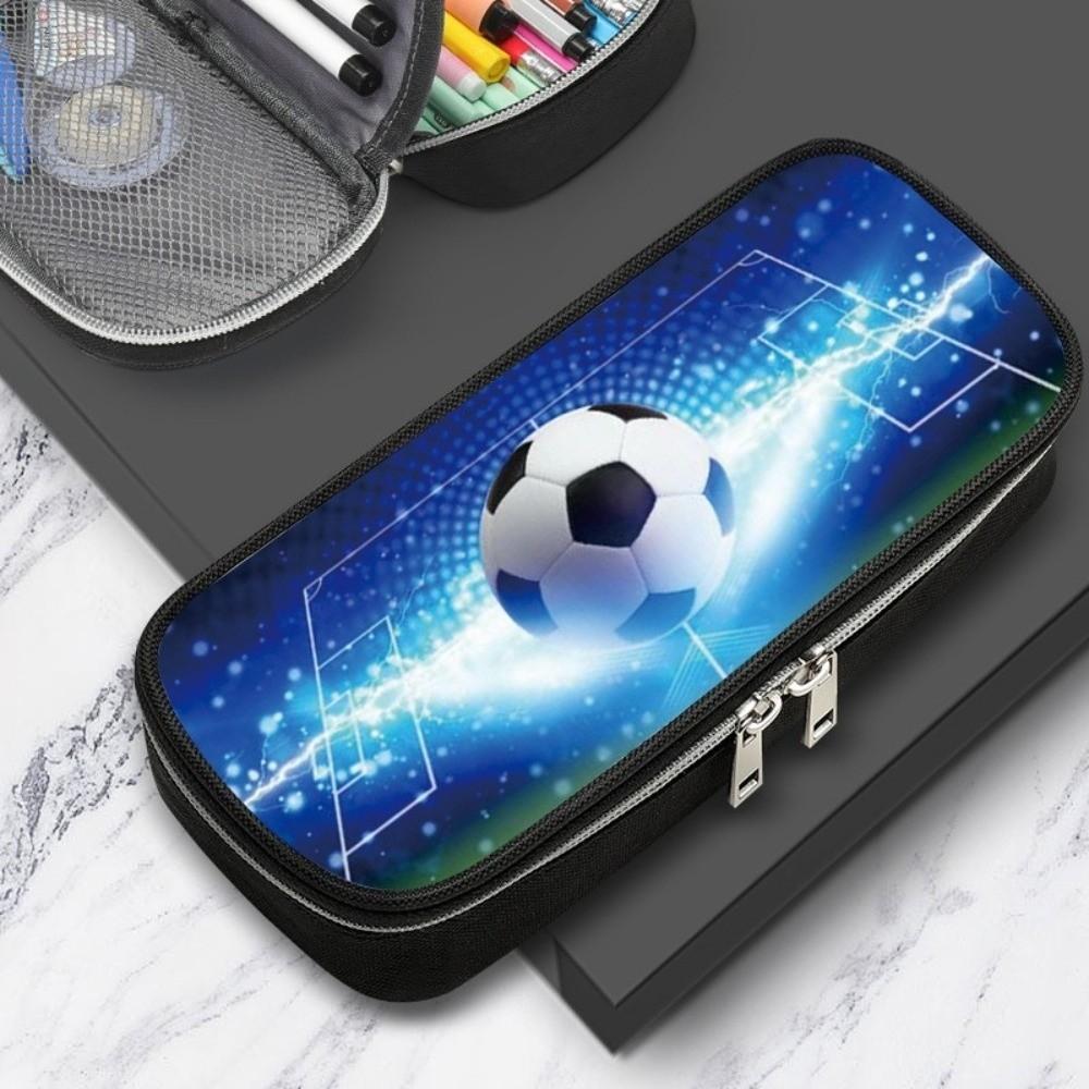 Soccer Pattern Soccer Pattern Pen Bag Polyester Multifunction Bag Durable Pencil Case  Kids