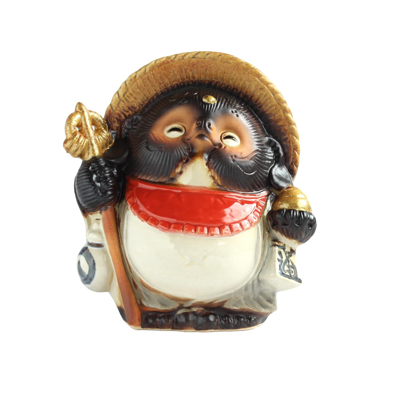 Tori  Shigaraki Ware  Kasa Jizo Tanuki Piggy Bank No. 6 B095-04