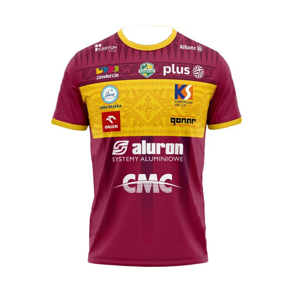 Men's Quick Drying T-Shirts 25-26 Aluron CMC Warta Zawiercie Volleyball Sportswear Training Wear Comfortable Gym Tops for Men