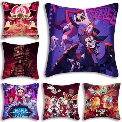 Anime H-Hazbins H-Hotel Pillow Covers Cartoon Sofa Decorative Home Double-sided Printing Short Plush Cute Cushion Cover