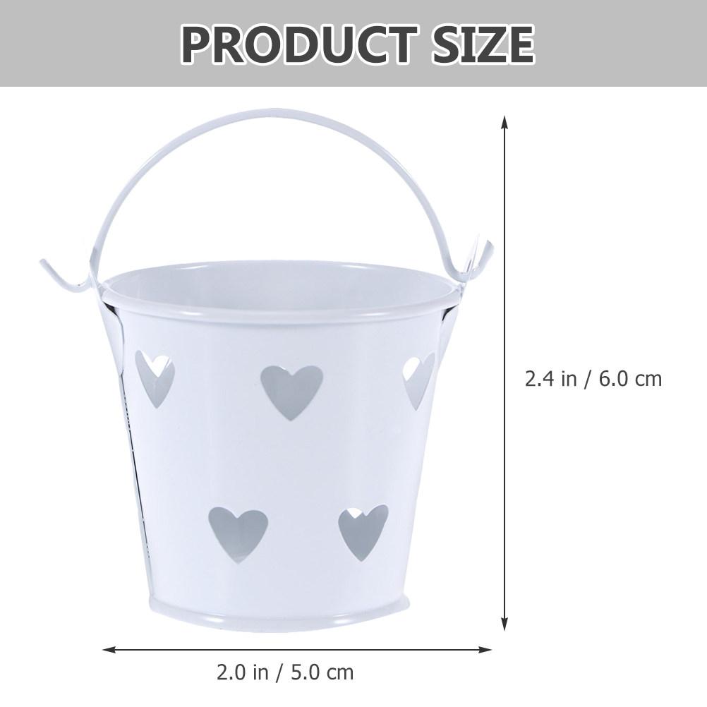 

6Pcs Mini Metal Bucket Small Decorative Treat Bucket with Handle for Party Favors Candy Snacks Makeup Brushes Desk Storage білий