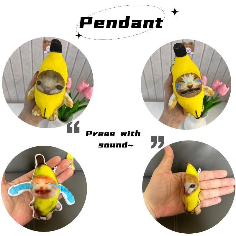 Cute And Soft 20cm Banana Cat Plush Keychain With Sound