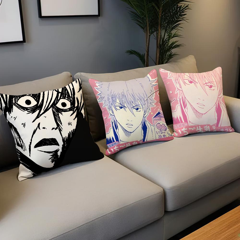 Anime Comic Funny Pink Art Gintoki Sakata Meme Comfortable Soft Pillow Case For Sofa Living Room Home Decor Protective Covers