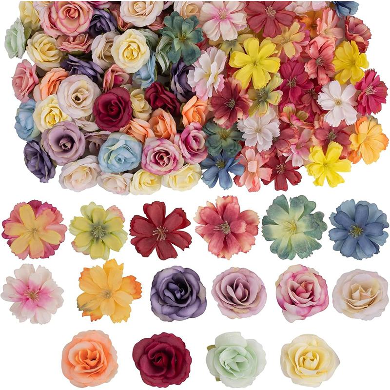 

25/50Pcs Multicolor 4.5cm Artificial Silk Rose Flower Head for DIY Craft Home Room Wedding Family Party Wreath Decorations