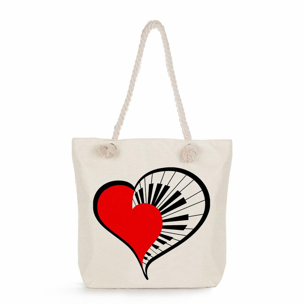 Multifunctional note Printed Thick Rope Shoulder Beach Bag Casual large capacity handbag 7611