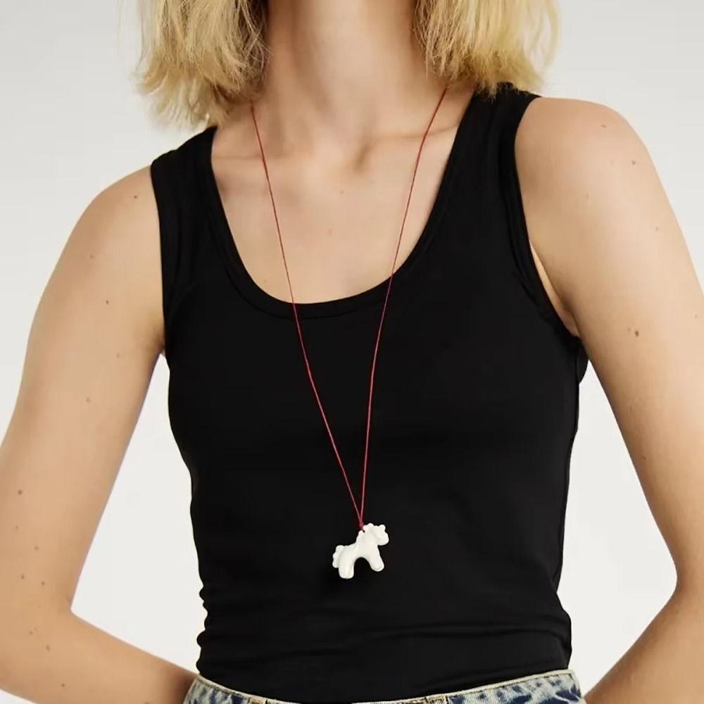 Enamel Drip Glaze Colorful Horse Pendant Necklace Dopamine Necklace Gift Giving