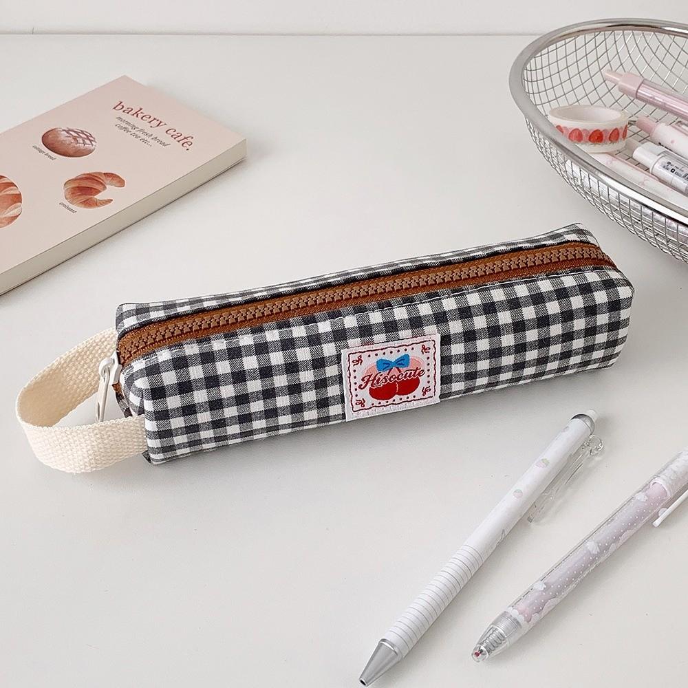 Large Capacity Pencil Bag Wrist Strap Stationery Pouch Zipper Pencil Case School Supply Organizer