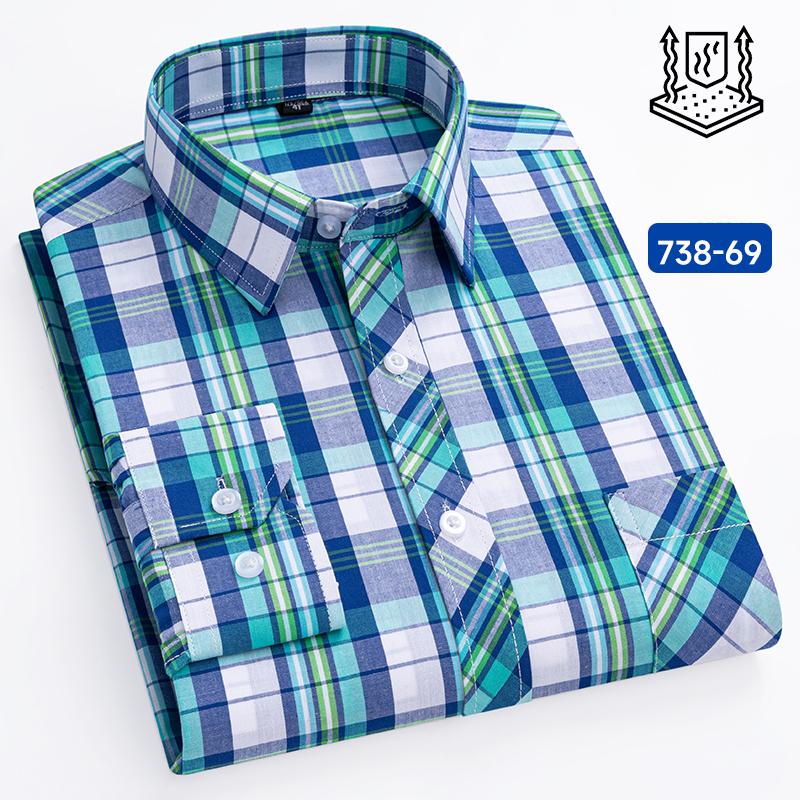 Neu im Hemd 100% Baumwolle Langarmhemden für Herren dünn slim fit formell einfarbiges Hemd karierte Designer-Oberteile Büro elegante Kleidung