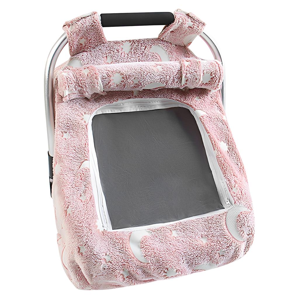 Universal Baby Car Seat Cover Soft Flannel Car Seat Canopy Cover with Breathable Mesh Window for Newborn Infant Girl Boy