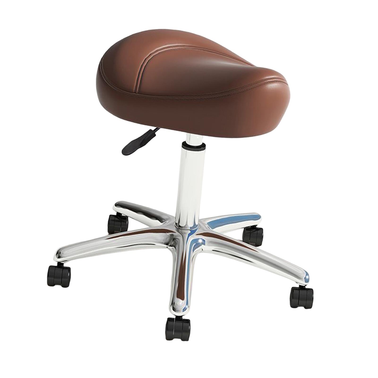Ergonomic PU Leather Swivel Rolling Stool, Multi-Purpose Salon Office Beauty Massage Stool коричневый