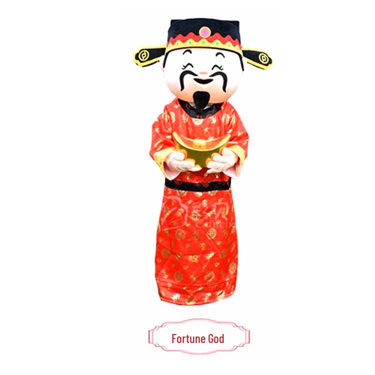 God of Wealth Mascot Costume - Lucky New Year Cartoon Figurine Fu Lu Shou Outfit One Size