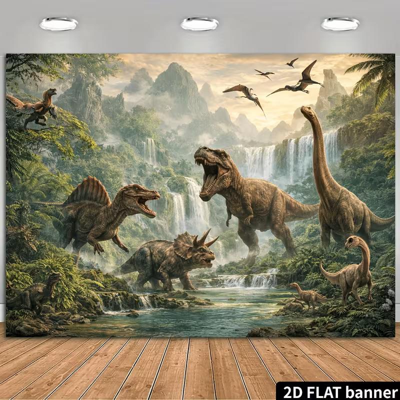 2D Jurassic Dinosaur Jungle Backdrop Prehistoric Photography Background 47.2x31.5inch/120*80cm