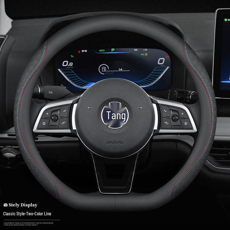 Leather Steering Wheel Cover for BYD Song MAX, Tang, F3, Surui, E5, Qin DM-i, Song Pro, S7, Han, S6