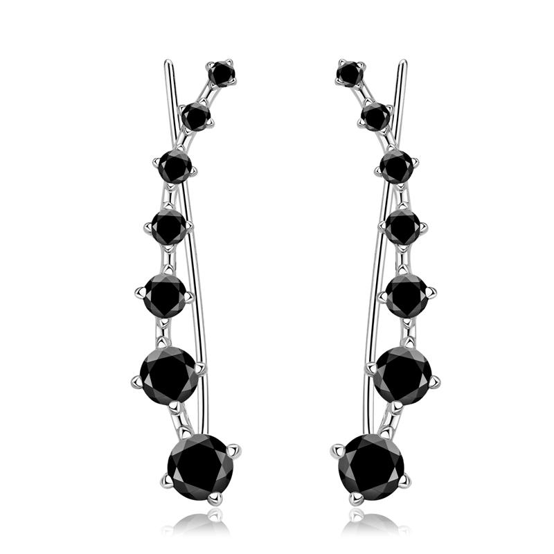 All D Moissanite Earrings Crawler Climber For Women 7 Star Ear Cuffs Silver 925 Black/ White Diamond Wedding Jewelry Luxury Gift