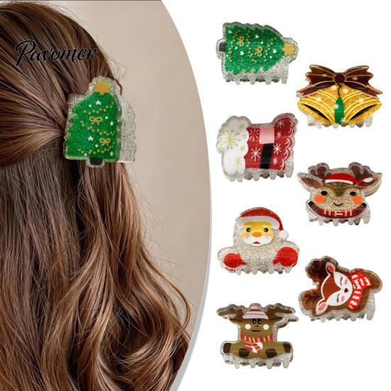 Holiday Hair Clips Christmas Claw for Women Girls, Cute Santa Claus Elk Tree Socks Bells Jewelry Accessories, Non Slip Strong Hold Party & Daily