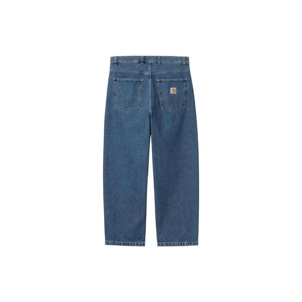 Carhartt WIP Solid Color Casual Loose High Waist Straight Leg Jeans Men Bottoms Blue I031246-01-12