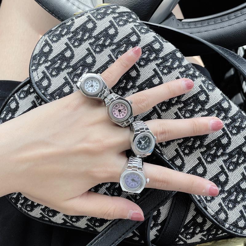 New Ring Watch Creative Circular Dial Alloy Shell Finger Couple Men And Women