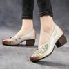 Fashion GKTINOO Spring Women Pumps Retro Lady 5CM High Heels Slip On Platform Pumps Handmade Women Genuine Leather Shoes