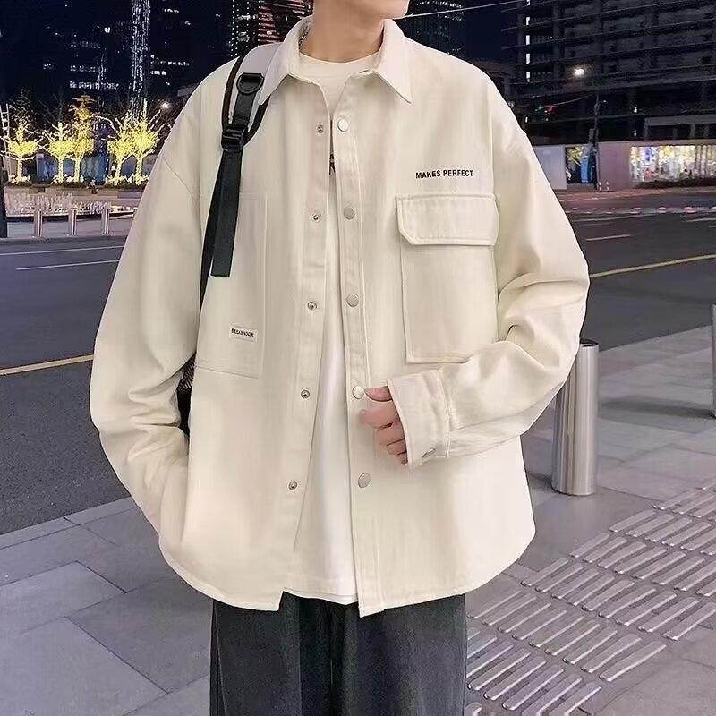 Men S Loose Long Sleeve Solid Workwear Casual Jacket Outerwear S