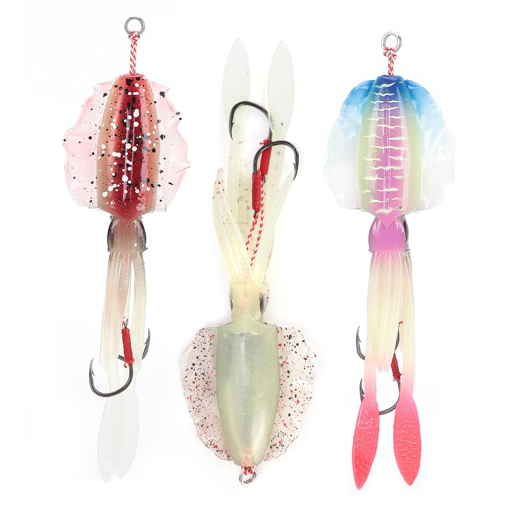 Fishing Squid Lure Octopus UV Luminous Squid Jigs with Hook Fishing Wobbler Bait Soft Lure