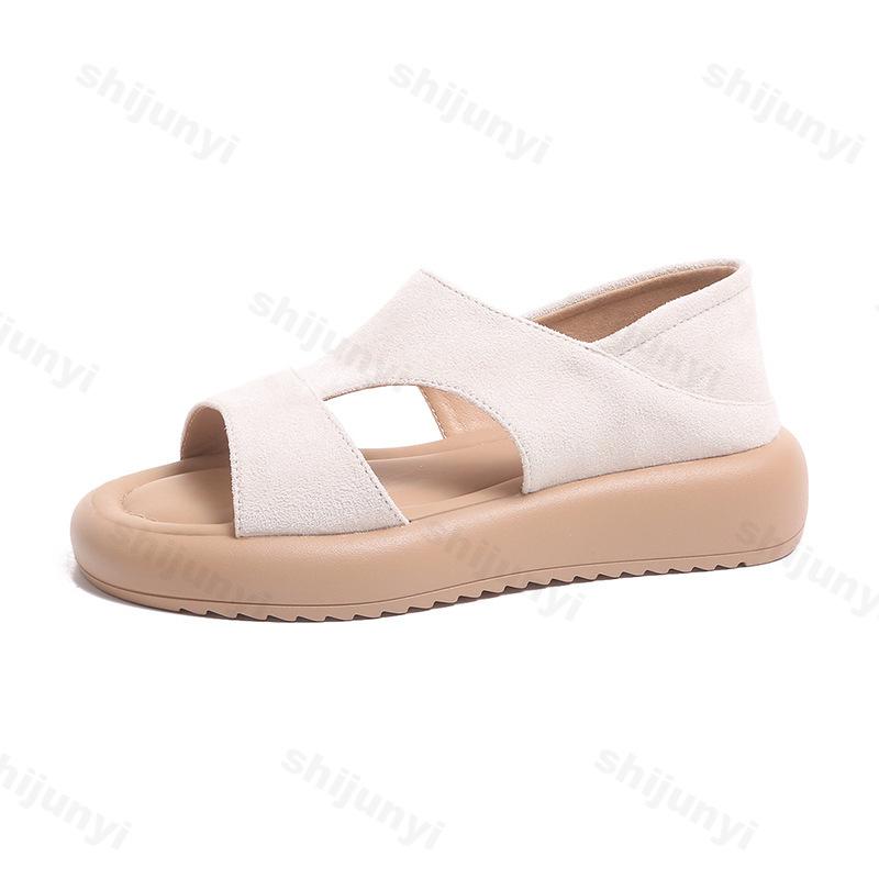 Fashion 2025 Summer Thick Bottom Casual Sandals for Women's Comfortable Fashion Open Toes Low Heel Lightweight Outdoor Beach Cool Shoes