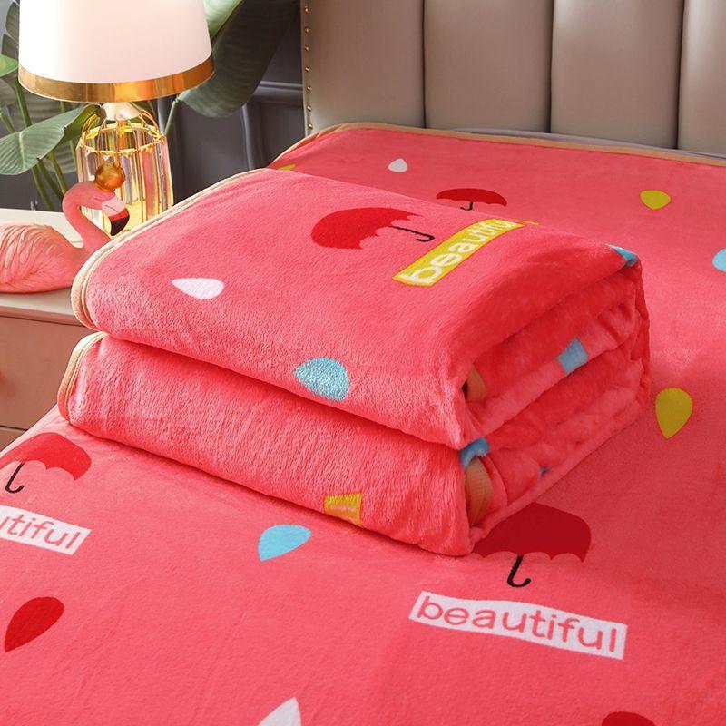 Thickened Coral Fleece Warm Plush Blanket Flannel Bed Sheet Single Piece Winter Single Double Double-sided Fleece Non Slip Cover Blanket