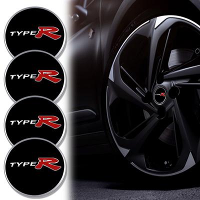 Aluminium 4PC 56mm TypeR-logotypmärke Bilhjul Center Navkapslar Emblemdekaler För Civic FD2 Fk8 Accord Fit Mugen CRV HRV