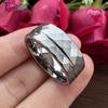 8MM Hammer Wedding Band For Men Women Multi-Faceted Brushed Offset Grooved Finish Nice Gift Jewelry Comfort Fit