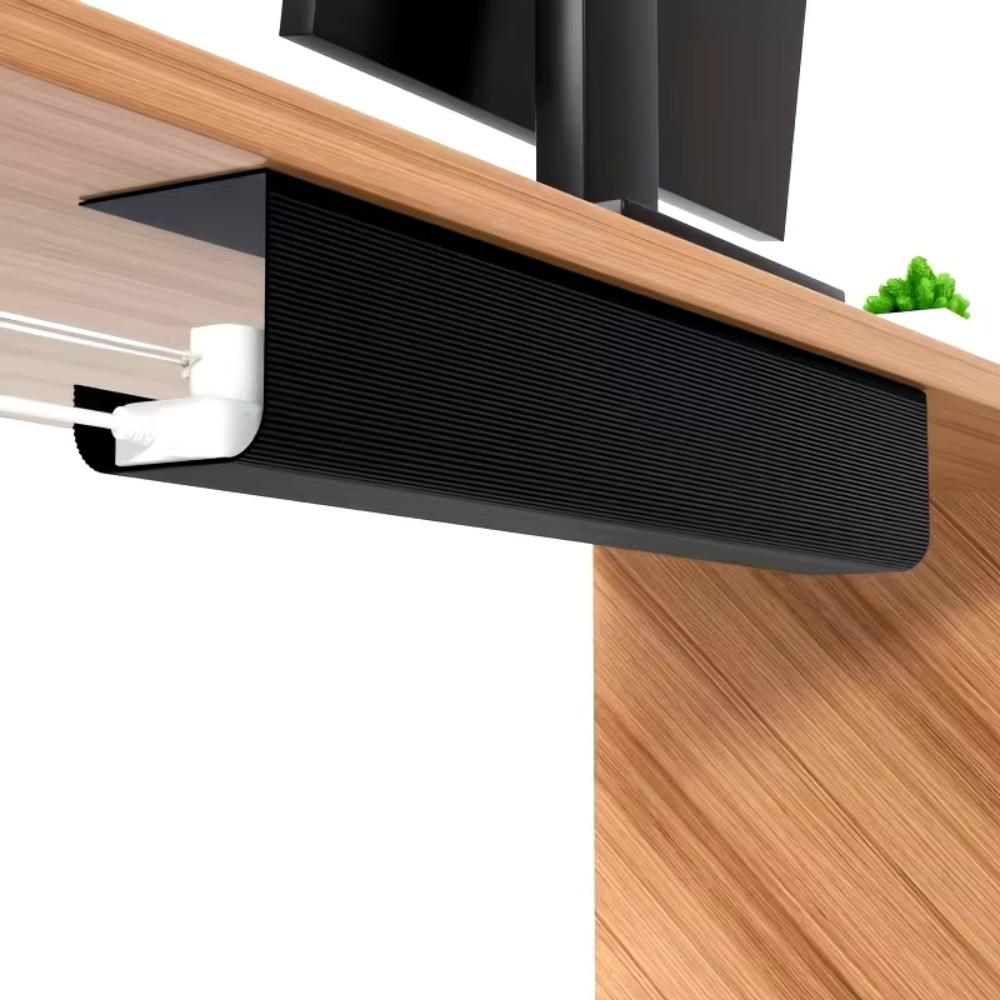 1pc 8.5cm/3.35in Under Desk Cable Management Tray Self Adhesive Cable Storage Rack Basket for Power Strip Adapter Useful