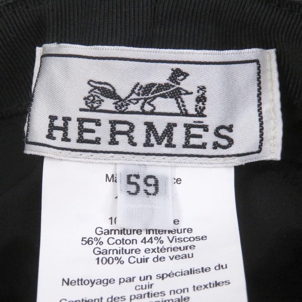 Great HERMES hat BOBFILIPE Serie Button Leather Pocket Bucket gray hair mens Used