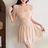 European and American style 2026 summer new women's clothing irregular perspective mesh lace splicing suspender dress women