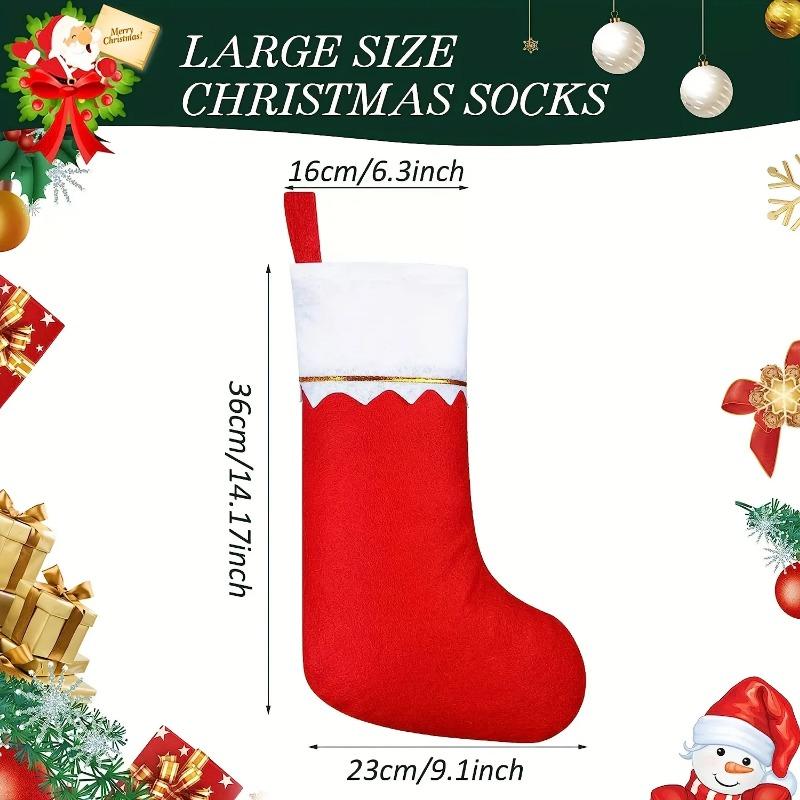 12 festive red Christmas stockings with Santa Claus and reindeer design - for holiday celebrations