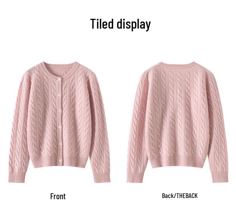 2026 Autumn Winter Women's Versatile Cashmere Round Neck Loose Knit Cardigan – Stylish, Thickened, and Cozy Cable Knit Coat