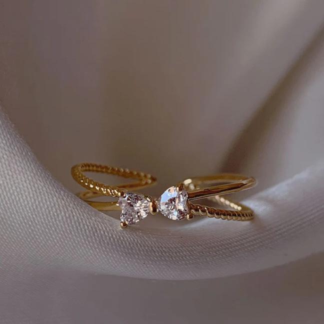 New Cute Colorful Zircon Flower Ring For Women Girl Fashion Vintage Zircon Adjustable Rings Jewelry Gift
