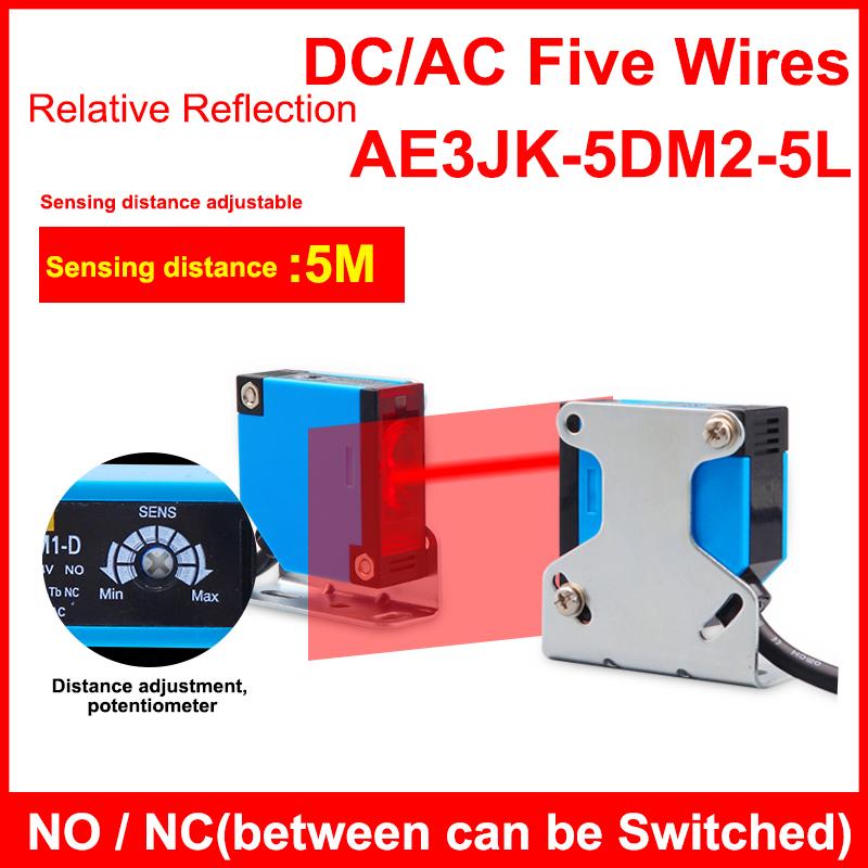 

AE3JK AC/DC Пять проводов 30 см 4 м 5 м Расстояние срабатывания Диффузное отражение Инфракрасный фотоэлектрический датчик переключателя