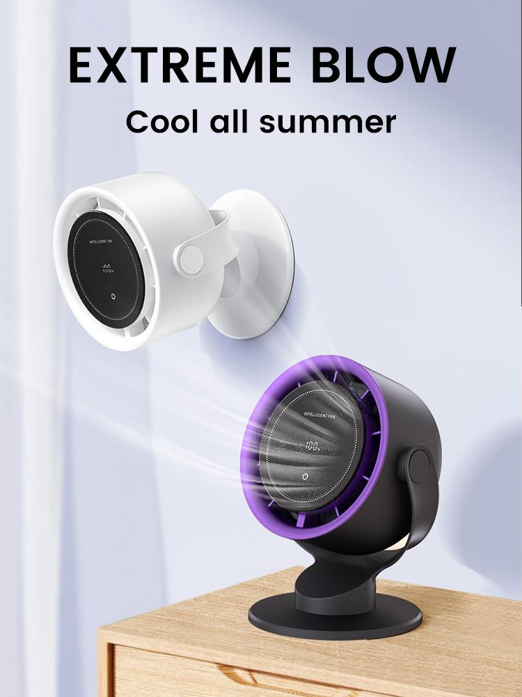 Smart Electric Fan 100 Speed Bladeless Fan Type-C Charging Desktop Silent Wall Mounted Air Conditioner Car Office Indoor Camping