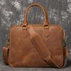 Vintage Leather Men'S Handbag Crazy Horse Leather Shoulder Messenger Briefcase Business Trip Cowhide File Bag