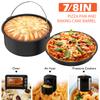 2Pcs Air Fryer Accessory Durable Air Fryer Pizza Pan and Baking Cake Barrel with Non-Stick Coating Round Baking Cake Pan Set
