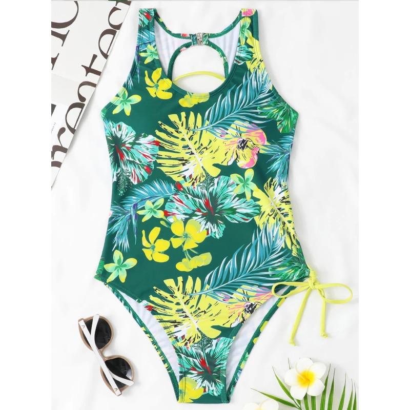 

Купальник со шнуровкой на спине 2025, цельный купальник с принтом, женский сексуальный купальник с открытой спиной, женский мягкий пляжный боди L