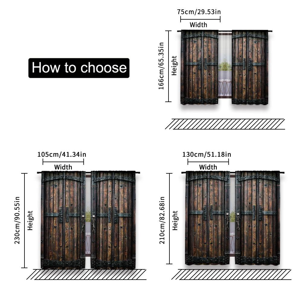 2 st Nostalgisk Stil Trämönster Gardiner Lämpliga För Sovrum Badrum Vardagsrum Matsal Studierum Kontor