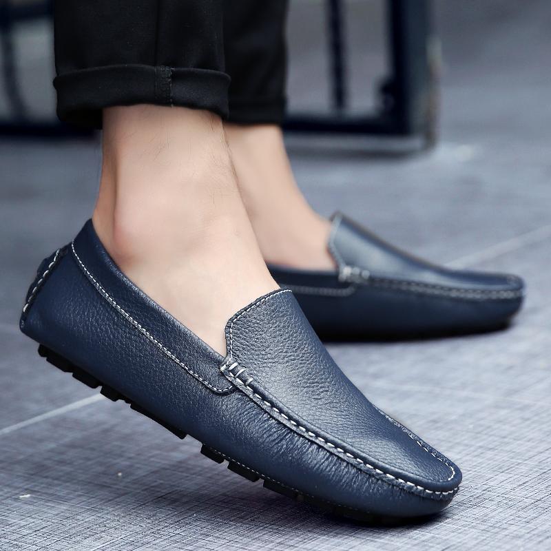 Leather Breathable Mocasines Casual Loafers Leather Shoes For Men Slip On Formal Italian Driving Flat Chaussure Homme Large Size