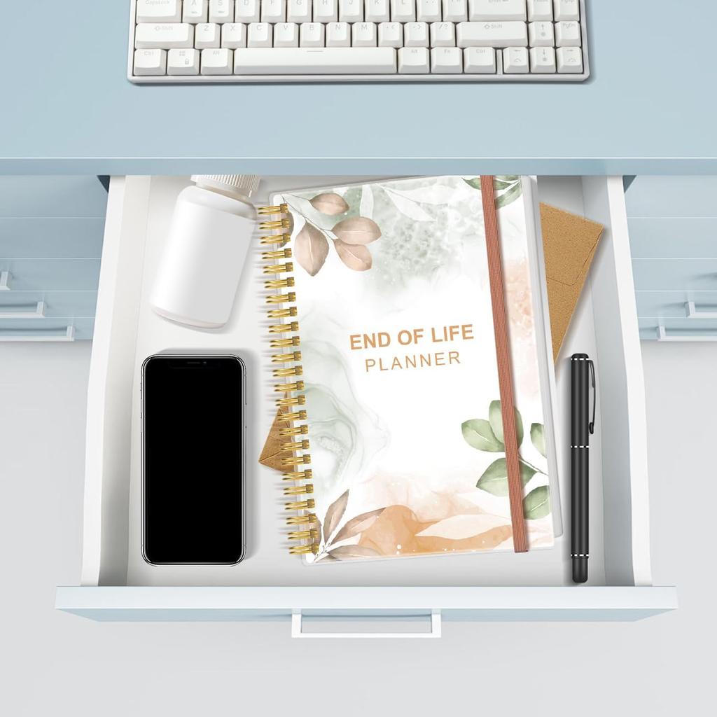 End of Life Planner – Final Arrangements Organizer for Beneficiary, Will Preparation, Last es & Funeral Planning, 5.8" x 8.5", Rose Leaf