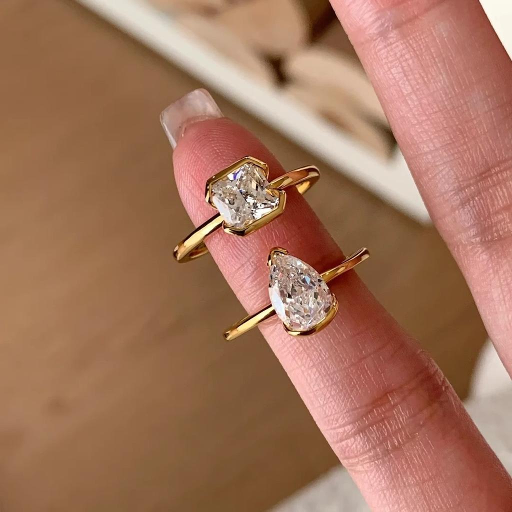 Princess Moissanite Chic Cut Ring With Eyecatching Pear Drop Design Women For