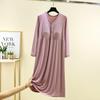 Women's Modal Long Sleeve Swing Dress with Chest Pads - Plus Size Casual for Spring, Summer, Autumn