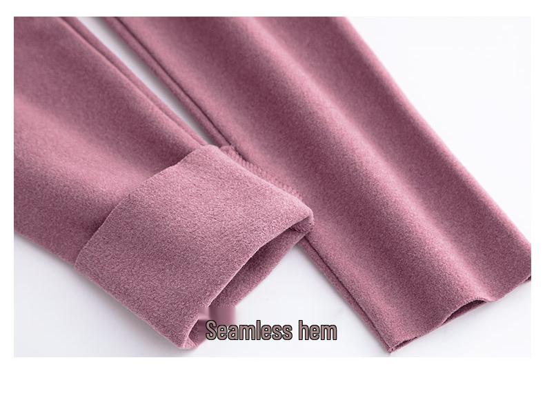 Women's High Waist Velvet Fleece-Lined Heat-Generating Plus Size Pants - Warm, Elastic, and Abdomen Shaping for Autumn and Winter