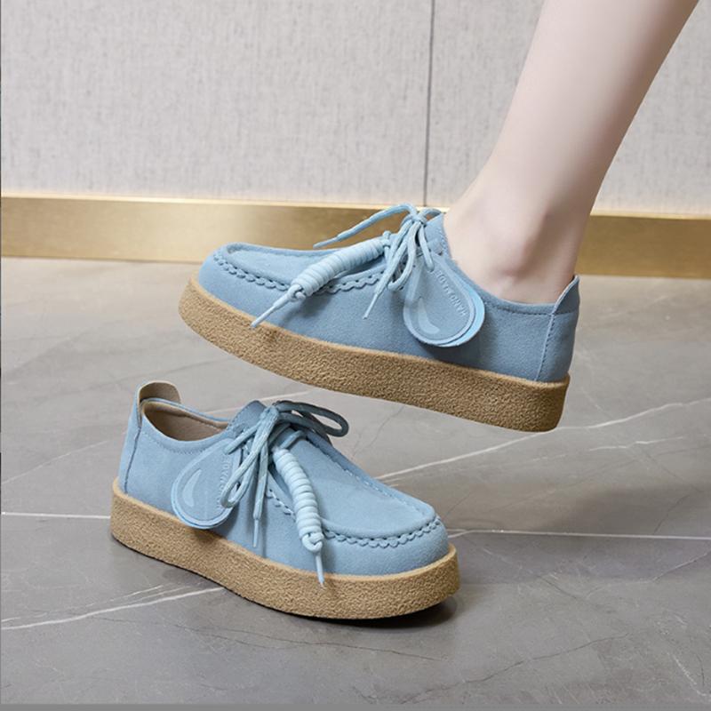 Fashion AIYUQI Women Shoes Loafers Suede Genuine Leather 2025 British Style Lace-Up Student Shoes Women Large Size Classic Ladies Shoes